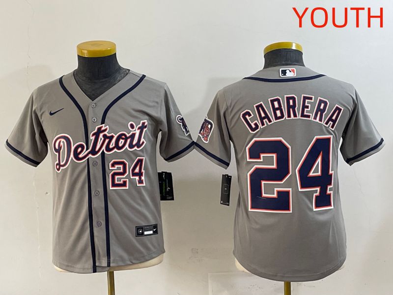 Youth 2025 Detroit Tigers #24 Cabrera Grey Game Nike MLB Jersey style 5